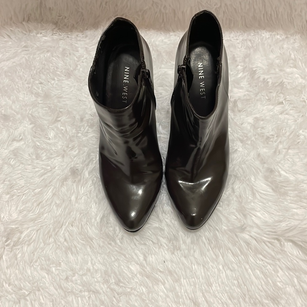 Brown Patent booties by Nine West